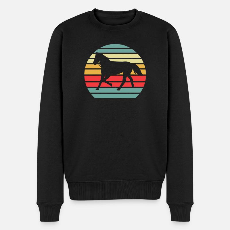 Retro Pferd Pferdeliebhaber - Männer Premium Bio Pullover - Schwarz