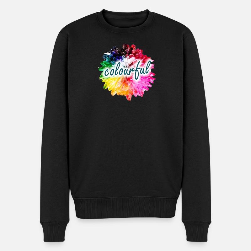 Regenbogenblume Farbexplosion - Männer Premium Bio Pullover - Schwarz