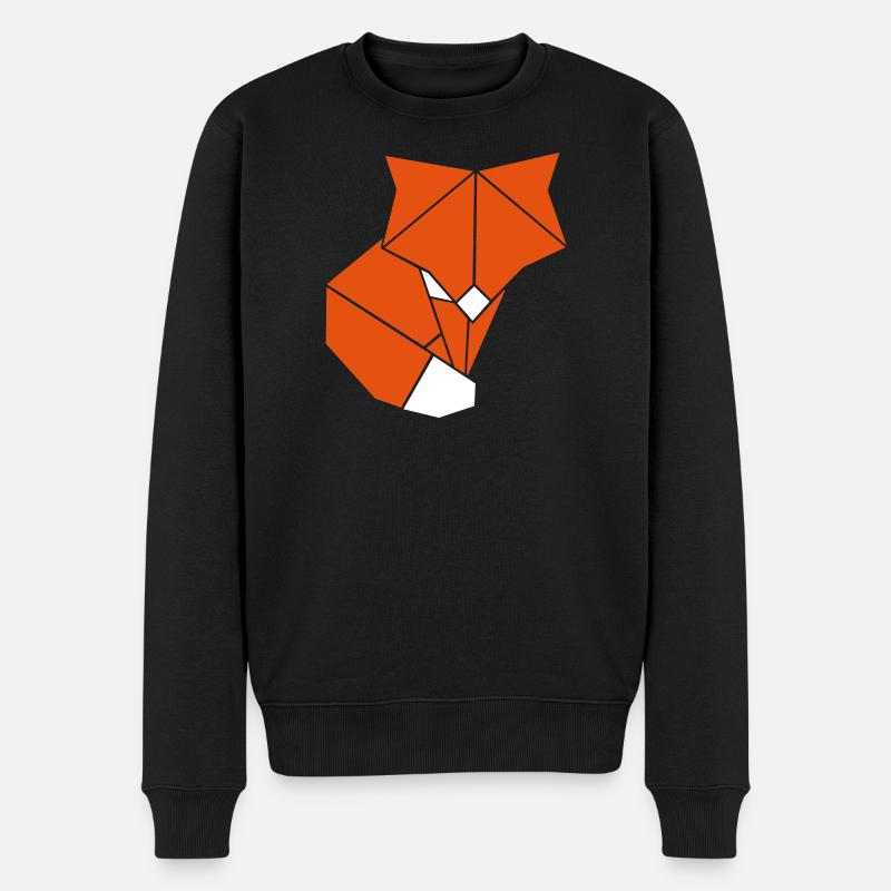 Origami Fox - Männer Premium Bio Pullover - Schwarz