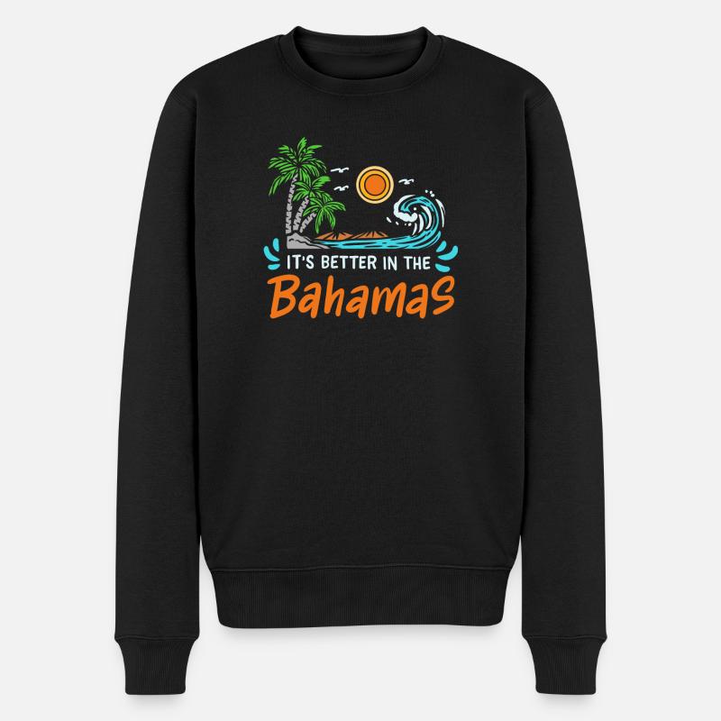 Bahamas Retro 80er Sommer Sommerurlaub - Männer Premium Bio Pullover - Schwarz