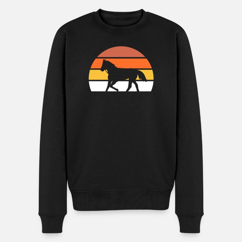 Pferd Retro - Männer Premium Bio Pullover - Schwarz