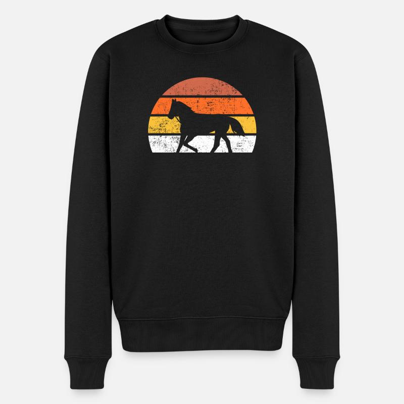 Pferd Retro - Männer Premium Bio Pullover - Schwarz
