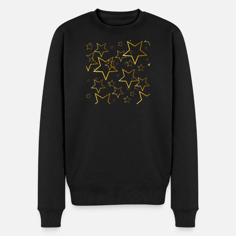cooles weihnachtsmuster, Golfarbene Sternoutlines - Männer Premium Bio Pullover - Schwarz