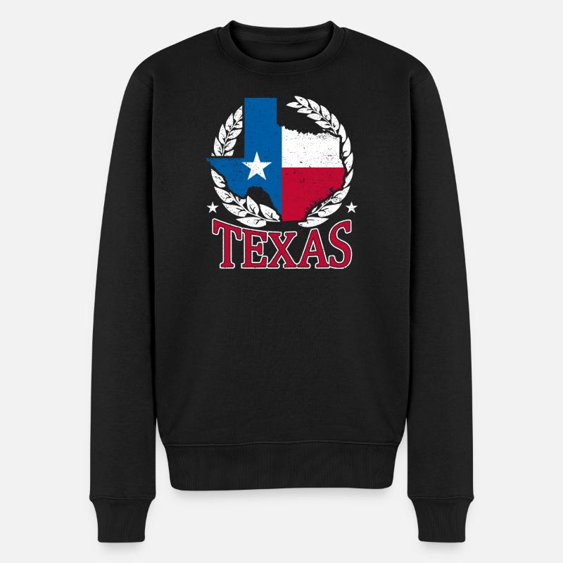 Texas Laurel State Pride - Männer Premium Bio Pullover - Schwarz