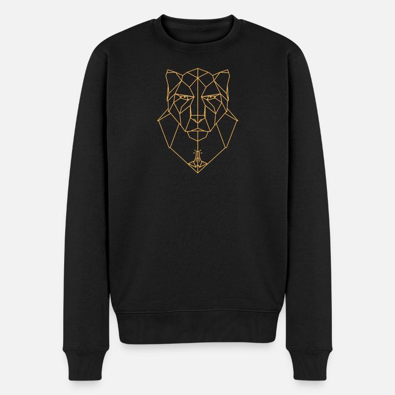 Tête de lion géométrique avec prière - Pull Premium bio Homme - noir