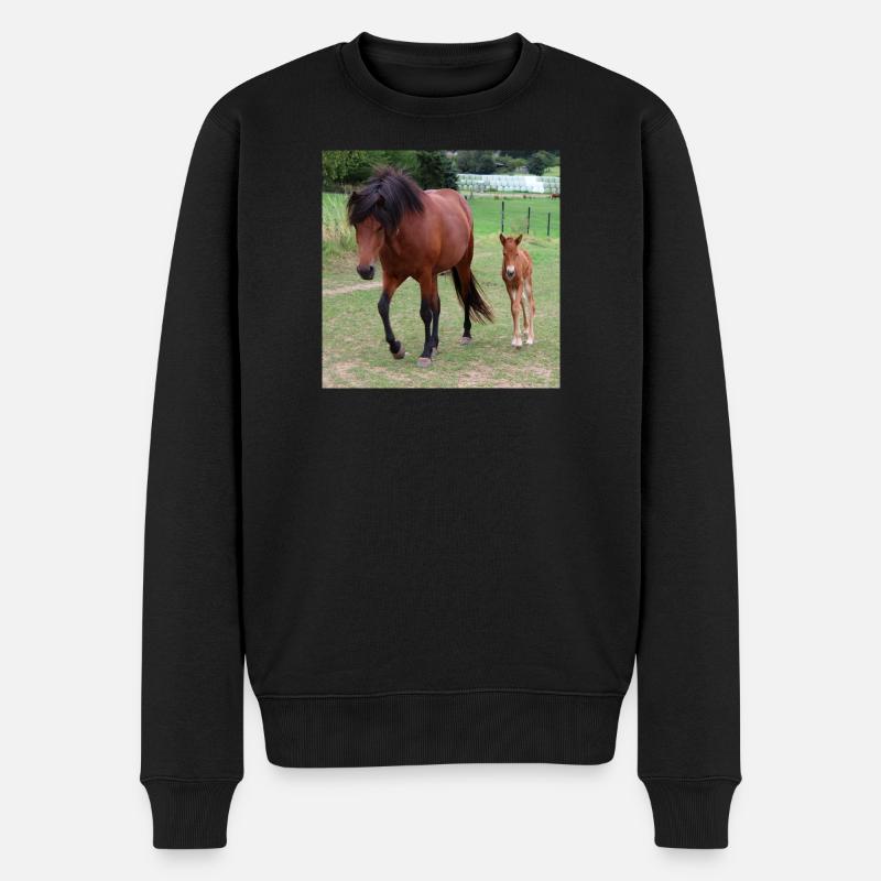 Pferd Pferdeposter - Männer Premium Bio Pullover - Schwarz