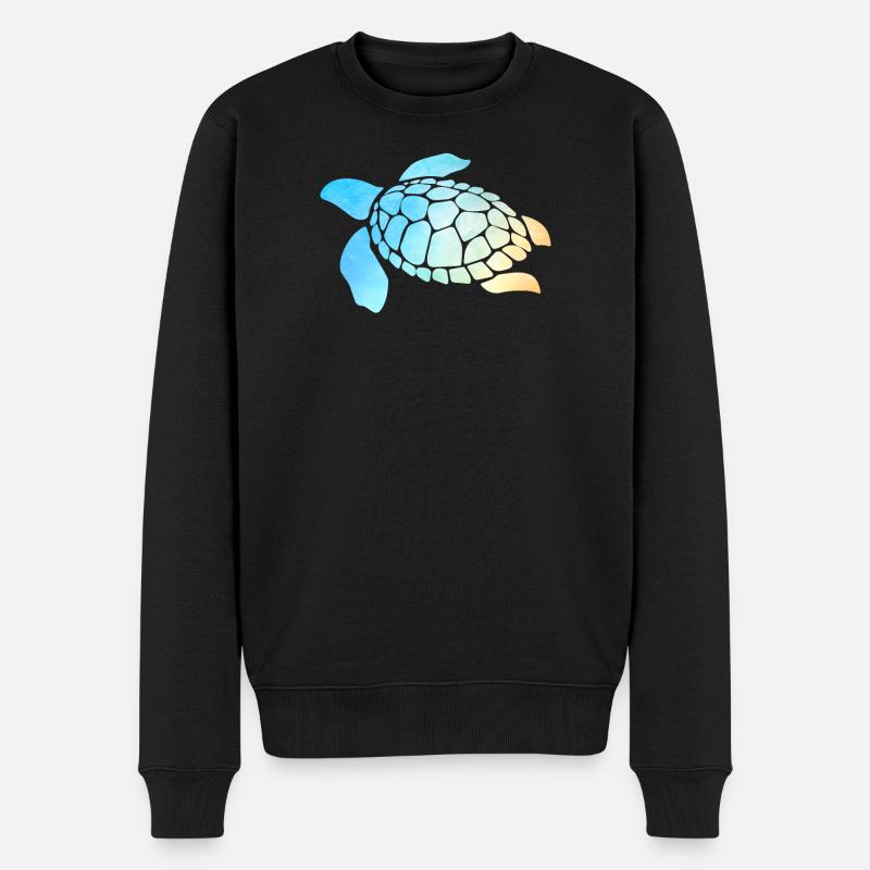 Sea Turtle Watercolor Blue - Männer Premium Bio Pullover - Schwarz