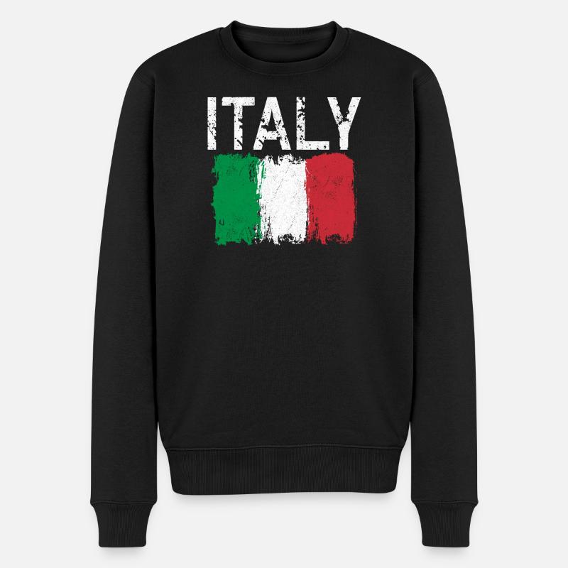 Drapeau Italien au coup de pinceau - Pull Premium bio Homme - noir