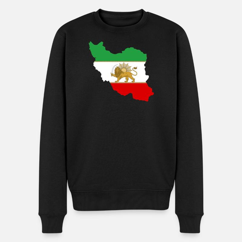Drapeau iran Lion et Soleil - شیر خورشید پرچم - Pull Premium bio Homme - noir