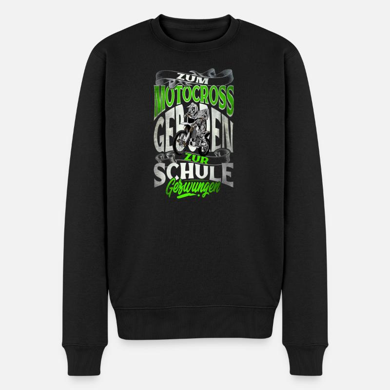 Zum Motocross Geboren Zur Schule Gezwungen - Männer Premium Bio Pullover - Schwarz