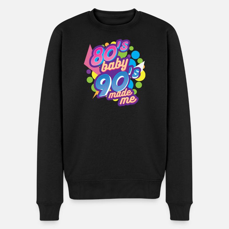 80er Jahre 90er Jahre - Männer Premium Bio Pullover - Schwarz