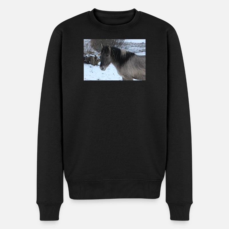 Pferd Pferdeposter - Männer Premium Bio Pullover - Schwarz