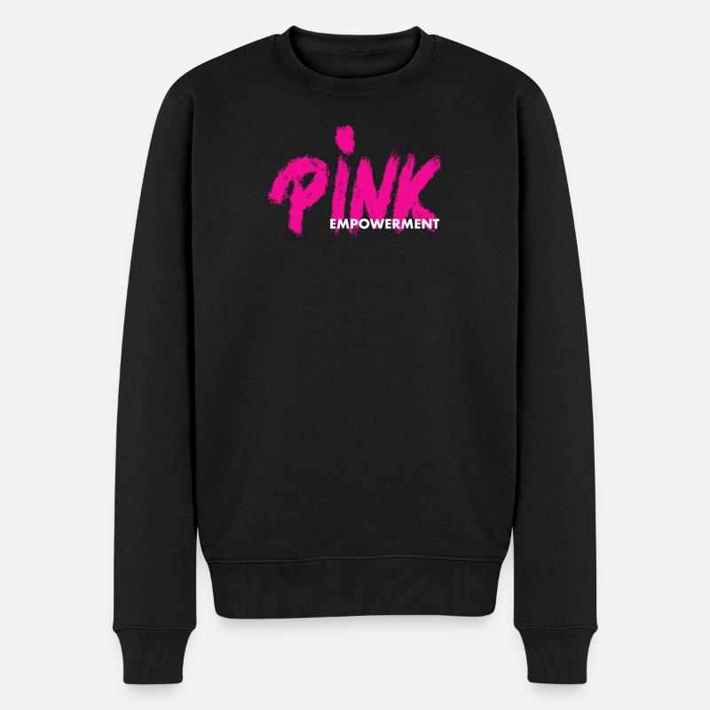 ROSE Empowerment / ruban rose - Pull Premium bio Homme - noir