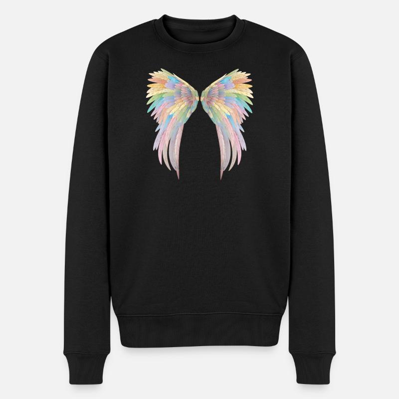 Wunderschöne pastellfarbene Engelsflügel - Männer Premium Bio Pullover - Schwarz