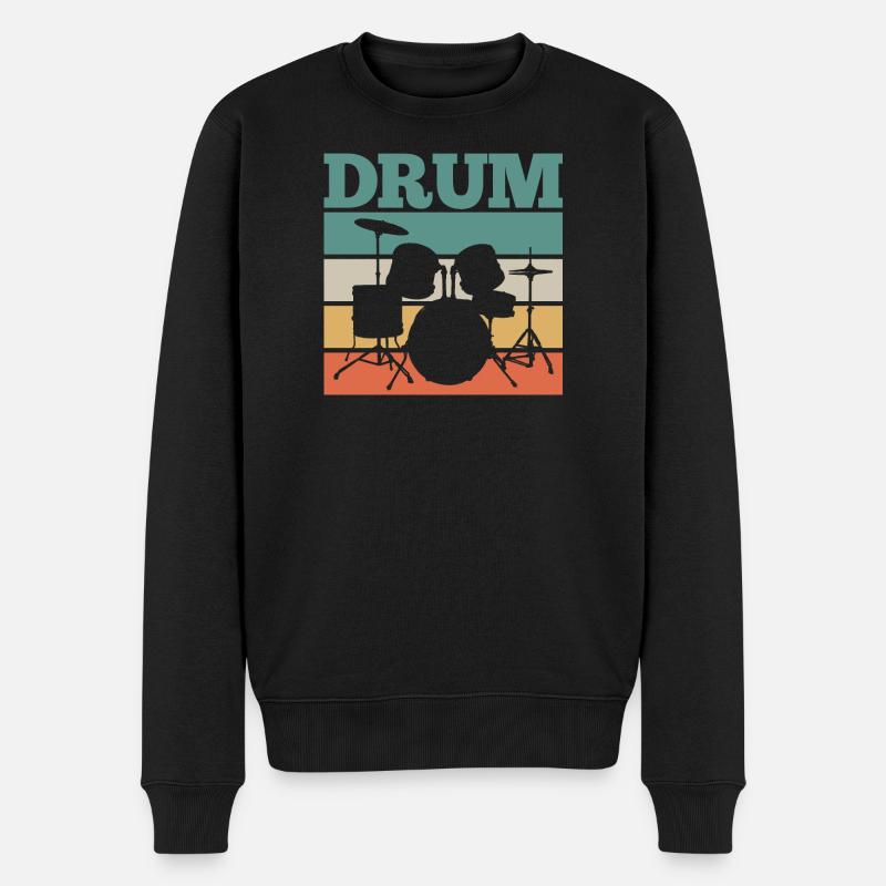 Schlagzeuger Schlagzeug Retro - Männer Premium Bio Pullover - Schwarz