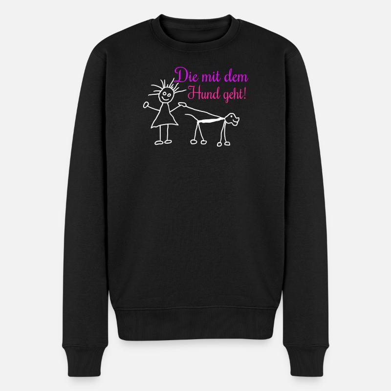 Die mit dem Hund geht ! - Männer Premium Bio Pullover - Schwarz