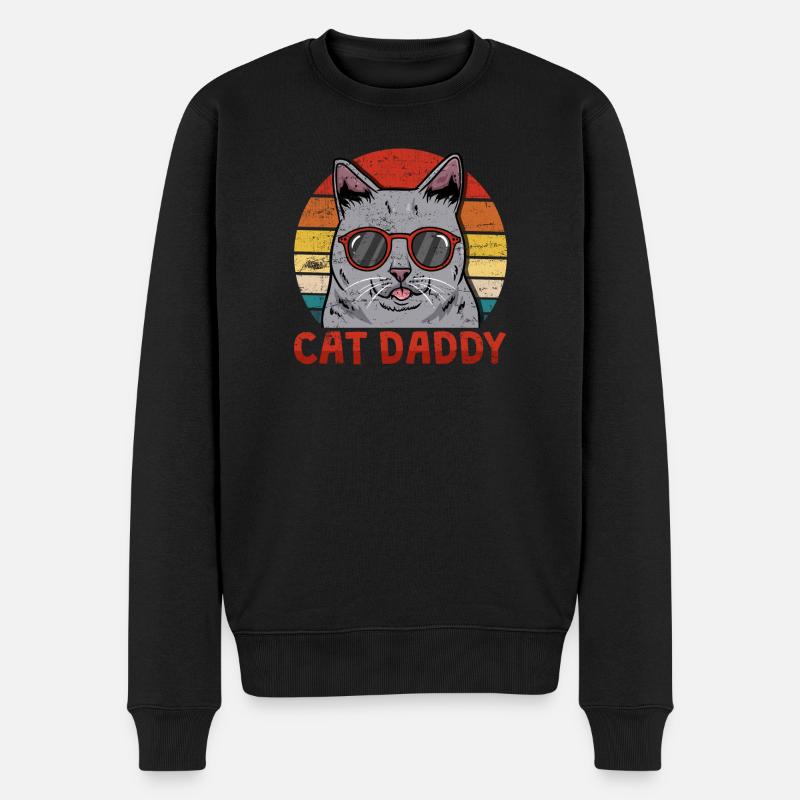 Katzenvater Katzen - Männer Premium Bio Pullover - Schwarz