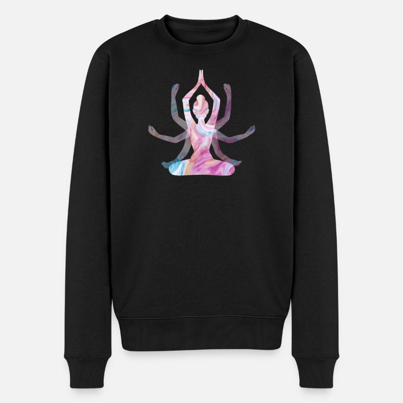 Spirituelles Yoga-Mädchen - Männer Premium Bio Pullover - Schwarz