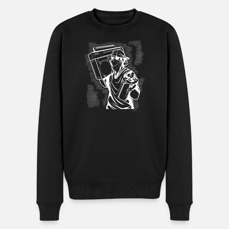 graffiti - Pull Premium bio Homme - noir