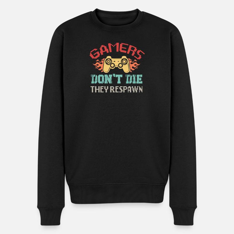 Gamers dont die they respawn - Männer Premium Bio Pullover - Schwarz