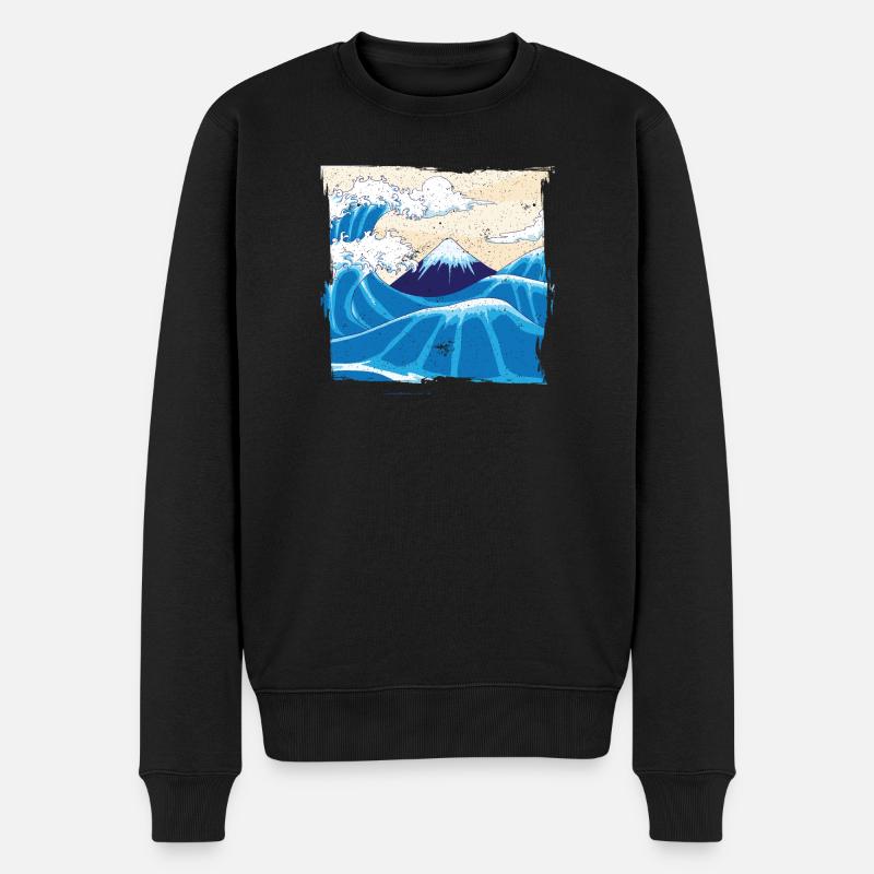 Japanische große Welle Japan - Männer Premium Bio Pullover - Schwarz