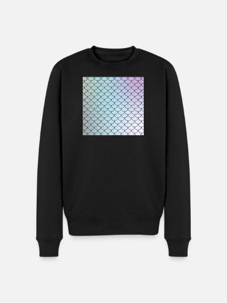 Aquarellierte Fischschuppen Muster - Männer Premium Bio Pullover - Schwarz
