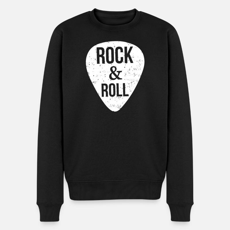 Rock and Roll, Gitarrenpickel - Männer Premium Bio Pullover - Schwarz