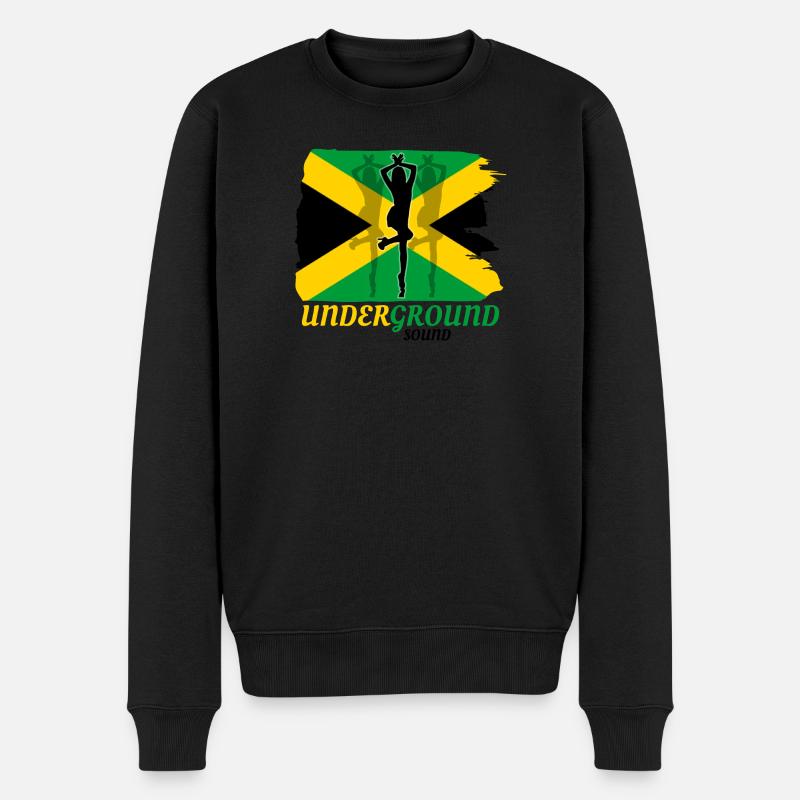 Untergrund Jamaika Flaggen-Sprint - Männer Premium Bio Pullover - Schwarz