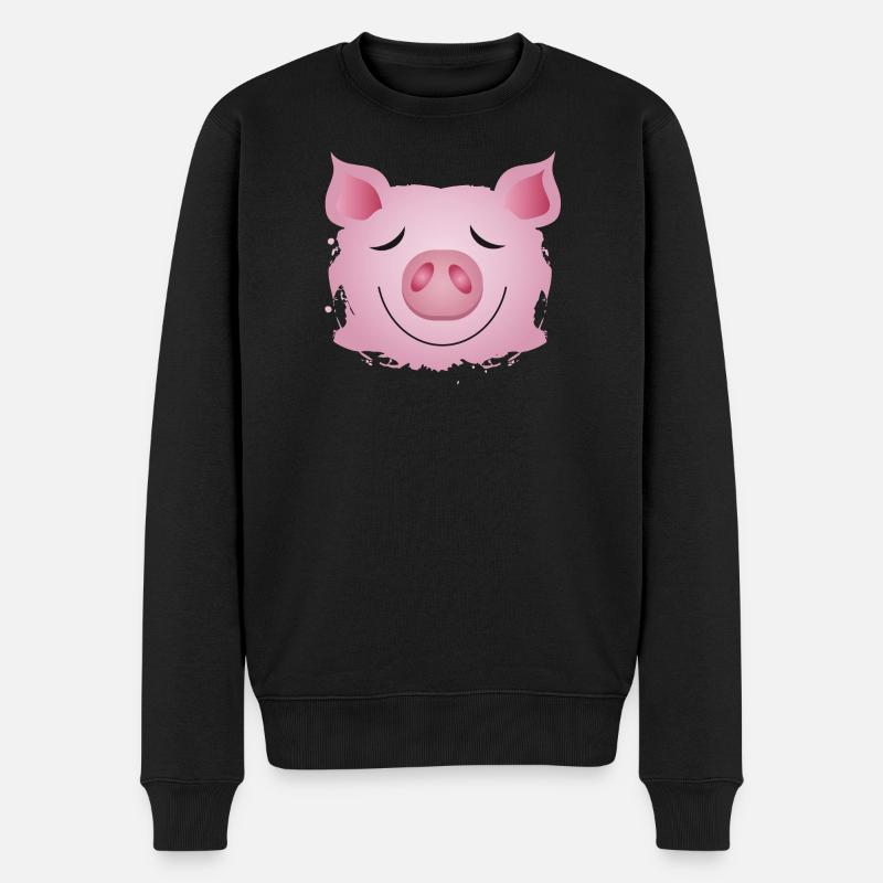 Kopf eines Schweins - Glücksschwein Graffiti - Männer Premium Bio Pullover - Schwarz