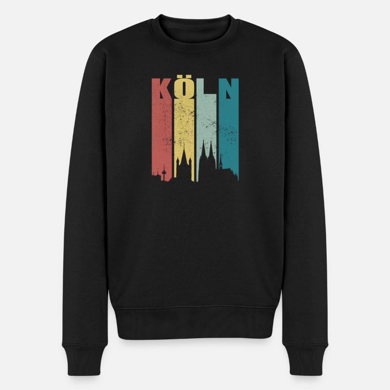 Köln Skyline Kölner Dom Vintage Retro Kölsch Köln - Männer Premium Bio Pullover - Schwarz