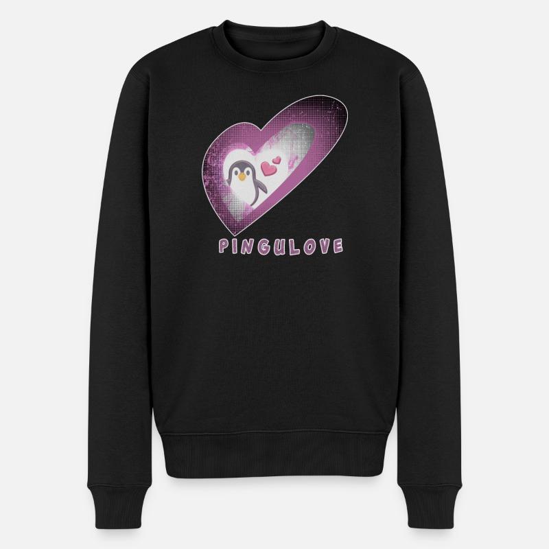 Pingulove Herzenspinguin Design - Männer Premium Bio Pullover - Schwarz