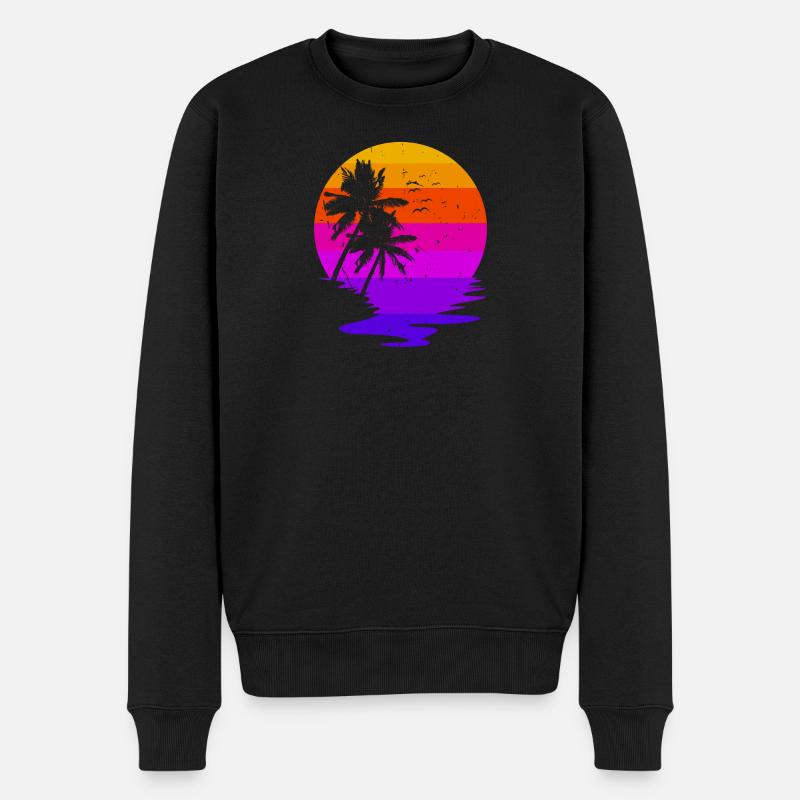 Urlaub Ferien Palmen Karibik Strand Meer Sommer - Männer Premium Bio Pullover - Schwarz