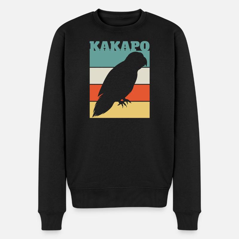 Kakapo Retro - Männer Premium Bio Pullover - Schwarz