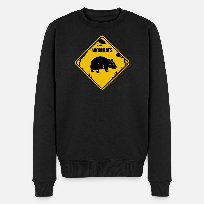 Wombat panneau de signalisation jaune - Pull Premium bio Homme - noir