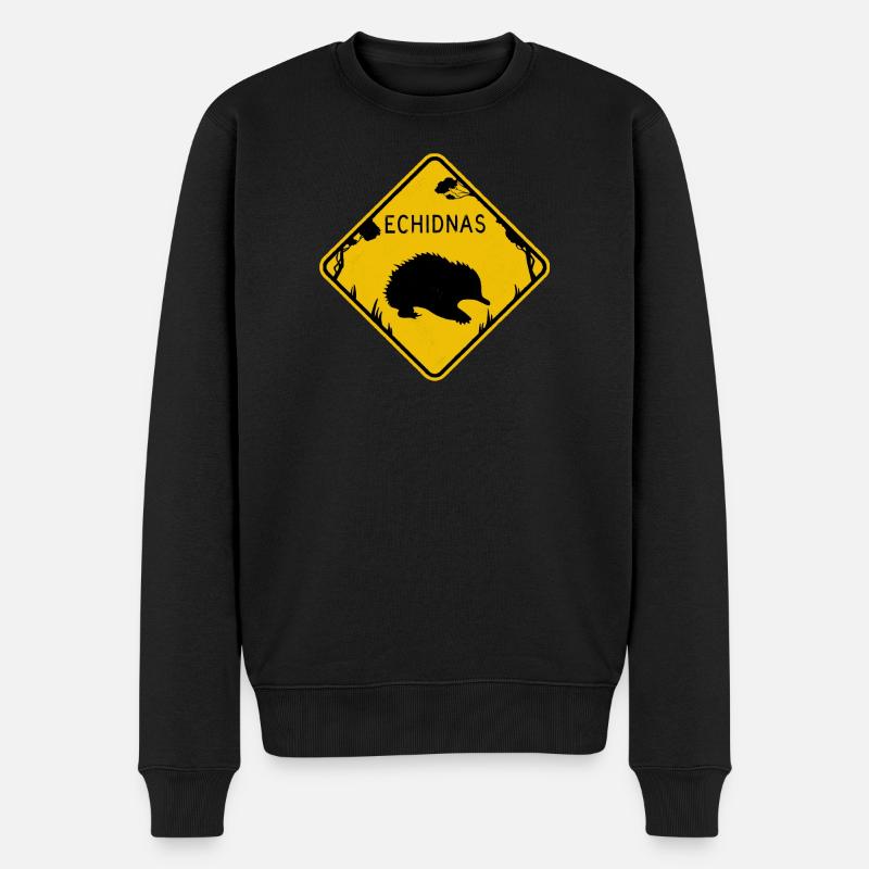 Echidna gelbes Straßenschild - Männer Premium Bio Pullover - Schwarz