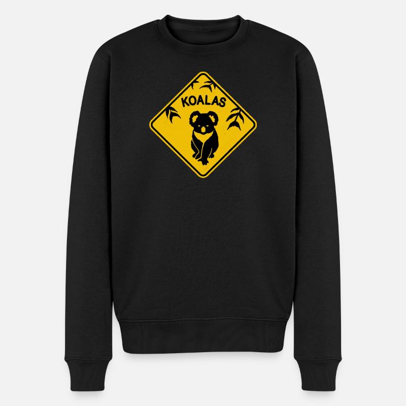 Koala Gelbes Straßenschild - Männer Premium Bio Pullover - Schwarz