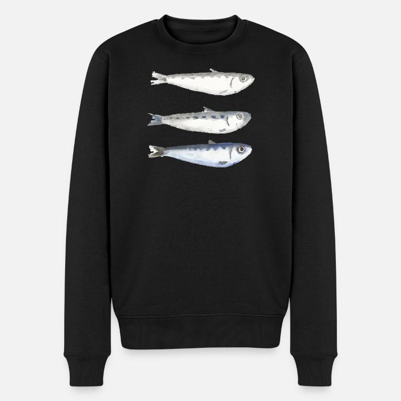 Sardine - Männer Premium Bio Pullover - Schwarz