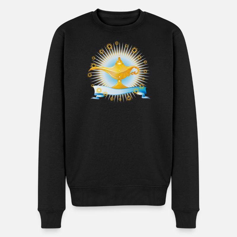 strahlende goldene orientalische Wunderlampe - Männer Premium Bio Pullover - Schwarz