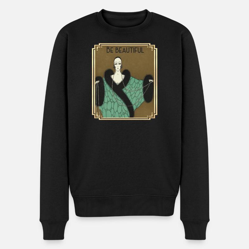 Be Buautiful, mode art déco avec des colliers de perles - Pull Premium bio Homme - noir
