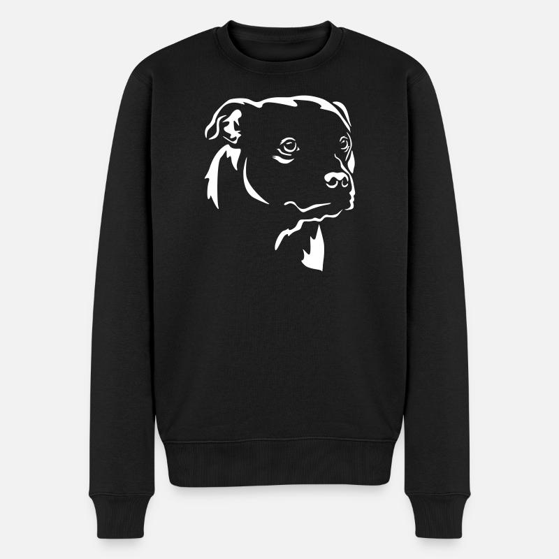 Staffordshire Bullterrier Kopf "Black Edition" - Männer Premium Bio Pullover - Schwarz