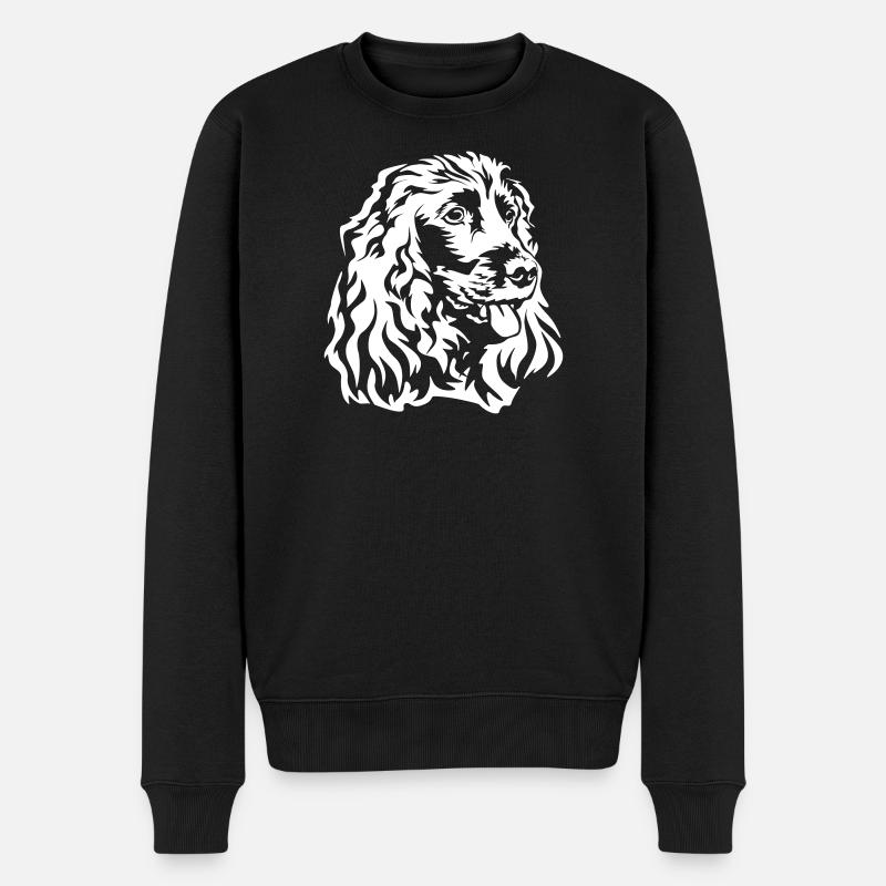 Cocker Spaniel Kopf "Black Edition" - Männer Premium Bio Pullover - Schwarz