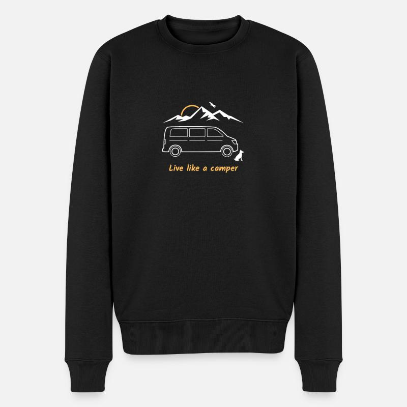 live like a camper, Van, Bus, Geschenk, Berg, - Männer Premium Bio Pullover - Schwarz