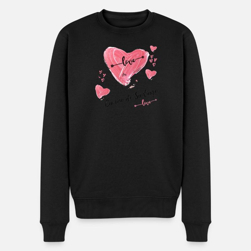 Herz auf dem Jakobsweg - Männer Premium Bio Pullover - Schwarz
