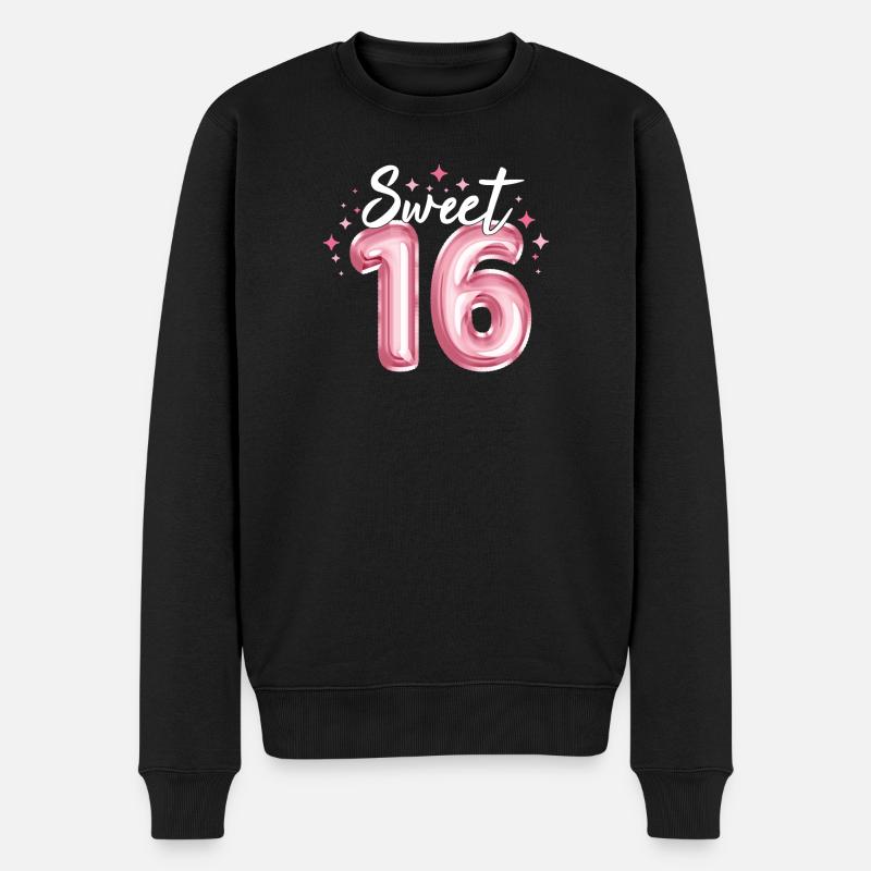 Sweet 16 jährige Mädchen Geschenke Geburtstagshirt - Männer Premium Bio Pullover - Schwarz