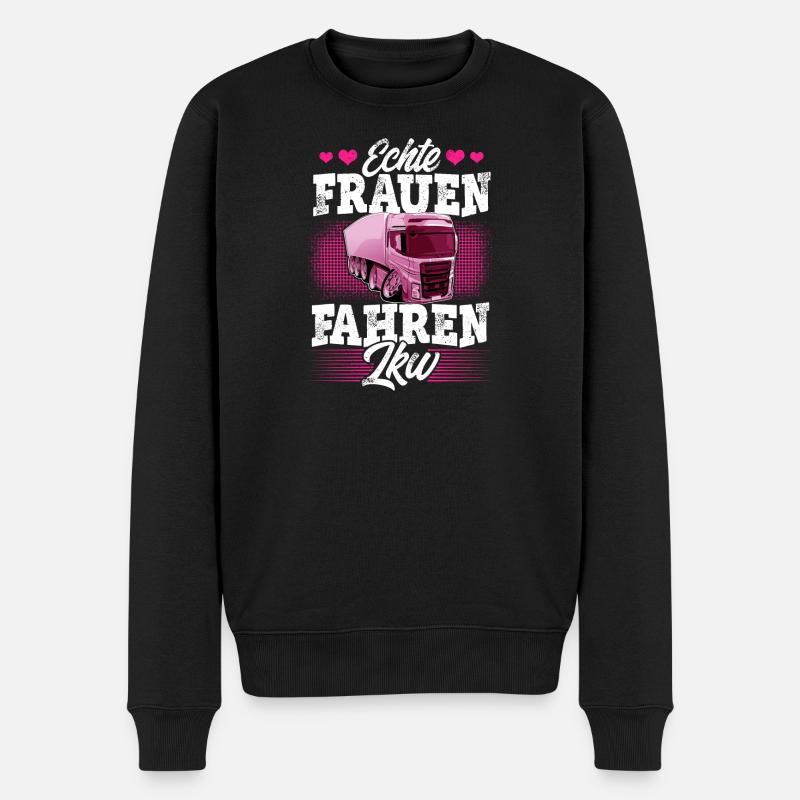 Lkw Fahrerin - Männer Premium Bio Pullover - Schwarz