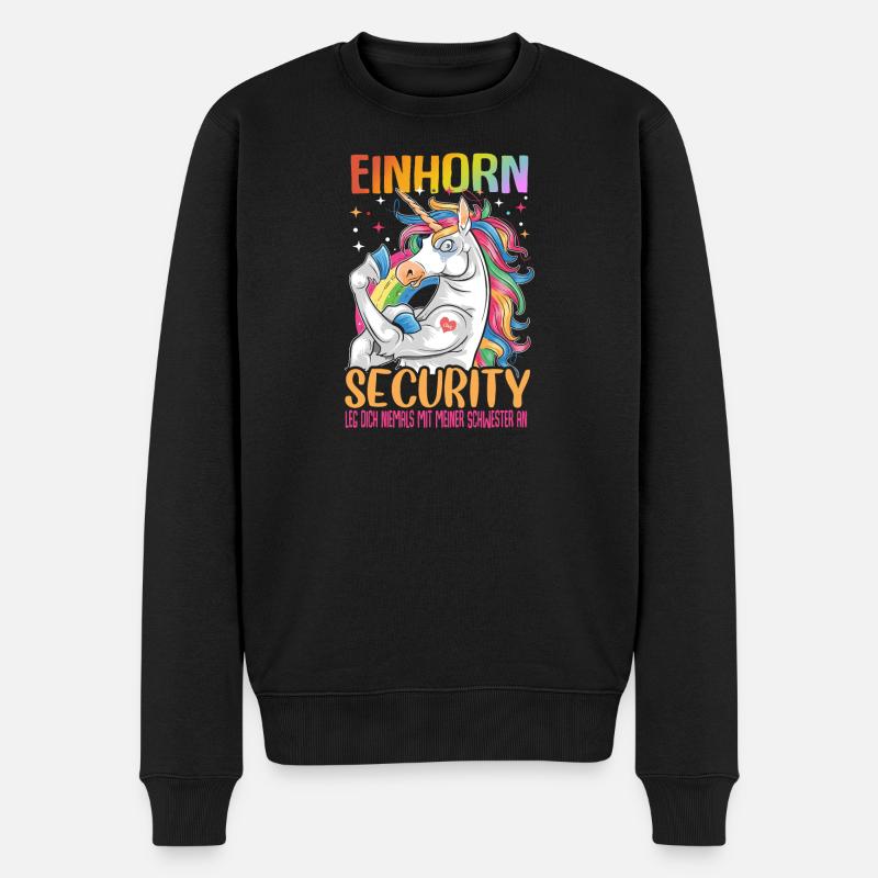 Einhorn Security Schwester - Männer Premium Bio Pullover - Schwarz