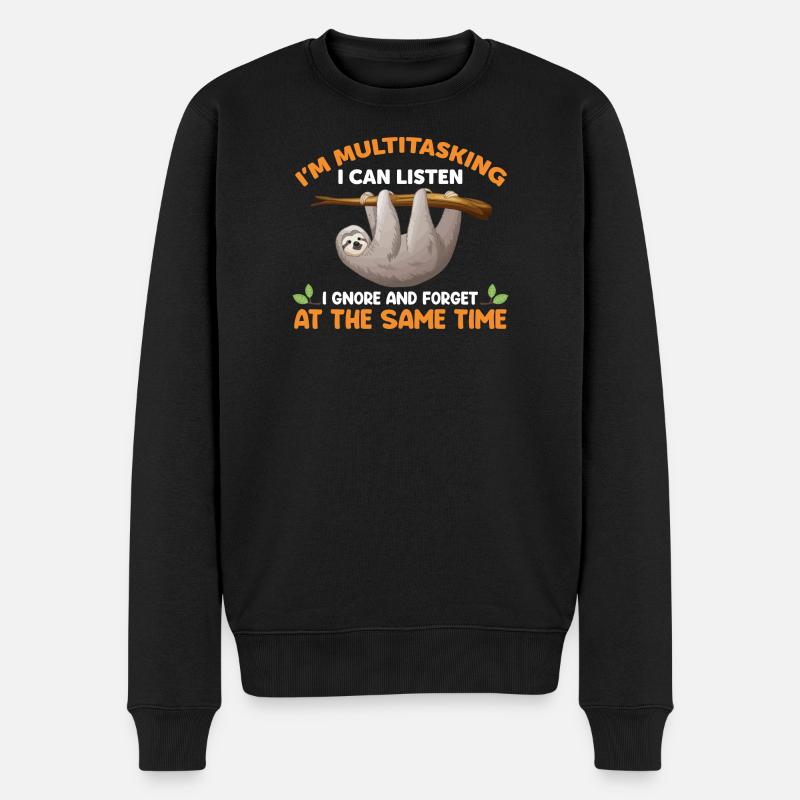 Faultier Lustiger Spruch - Männer Premium Bio Pullover - Schwarz