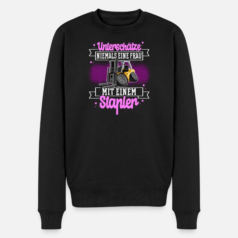 Staplerfahrerin - Männer Premium Bio Pullover - Schwarz