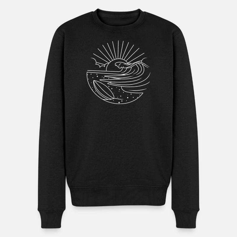 Surfbrett Sonne Wellen - Männer Premium Bio Pullover - Schwarz