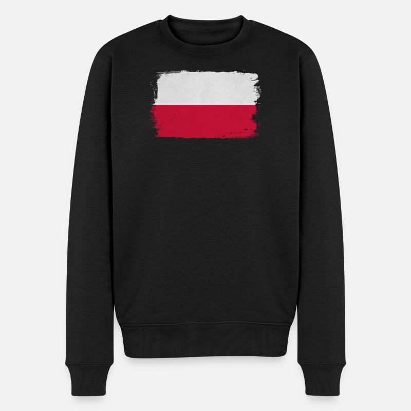 Polnische Flagge Pinselstil - Männer Premium Bio Pullover - Schwarz